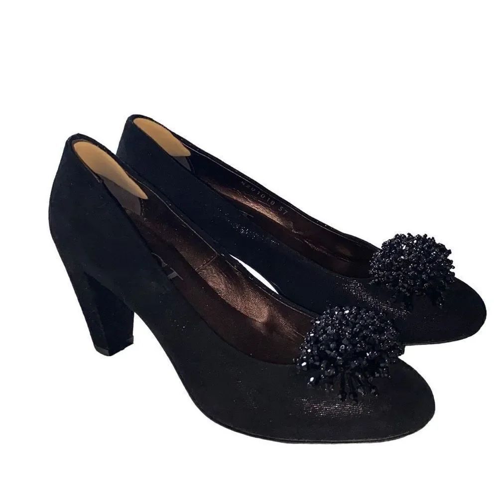 Attilio Giusti Leombruni EUC Occasion Guestwear Shoes Pumps Chunky Heel Black Su
